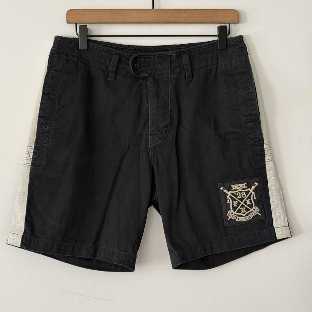 Polo Ralph Lauren Shorts Black Crest Logo Sz 31 Preppy Classic Beach Swim